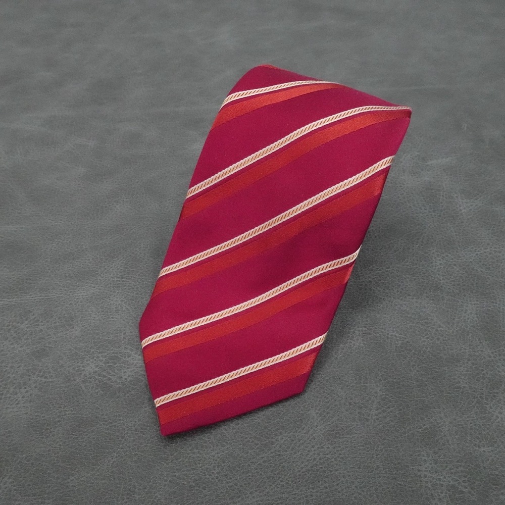 Canali Tie Mens Silk Burgundy Diagonal Repp Stripe Classic Italy Necktie